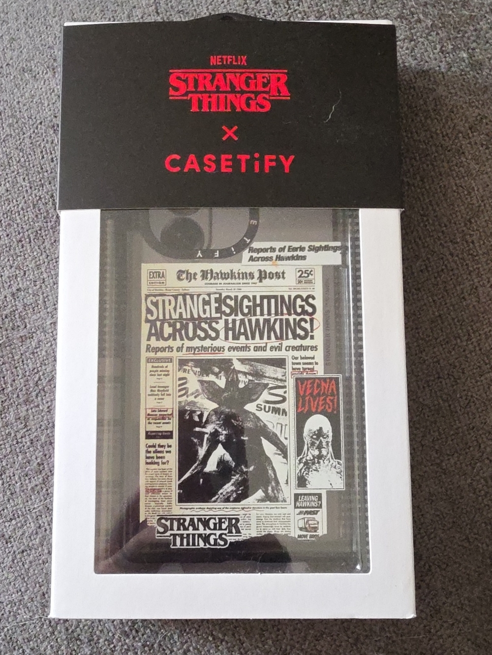 Casetify Stranger Things Black & Red Newspaper Art Phone Case Galaxy Z Fold 7